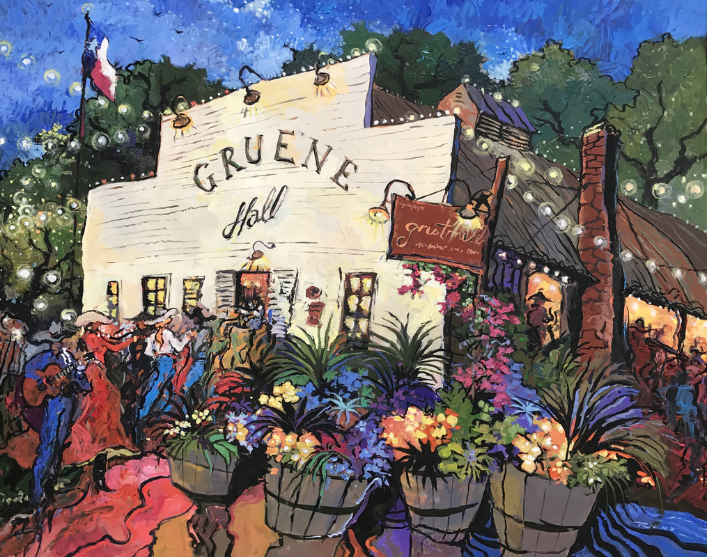 Gruene Hall, Gruene Texas, Oldest Dance Hall in Texas, Texas Hill Country, Gristmill, Paintings of Gruene, Gruene Hall Paintings, Texas Monthly