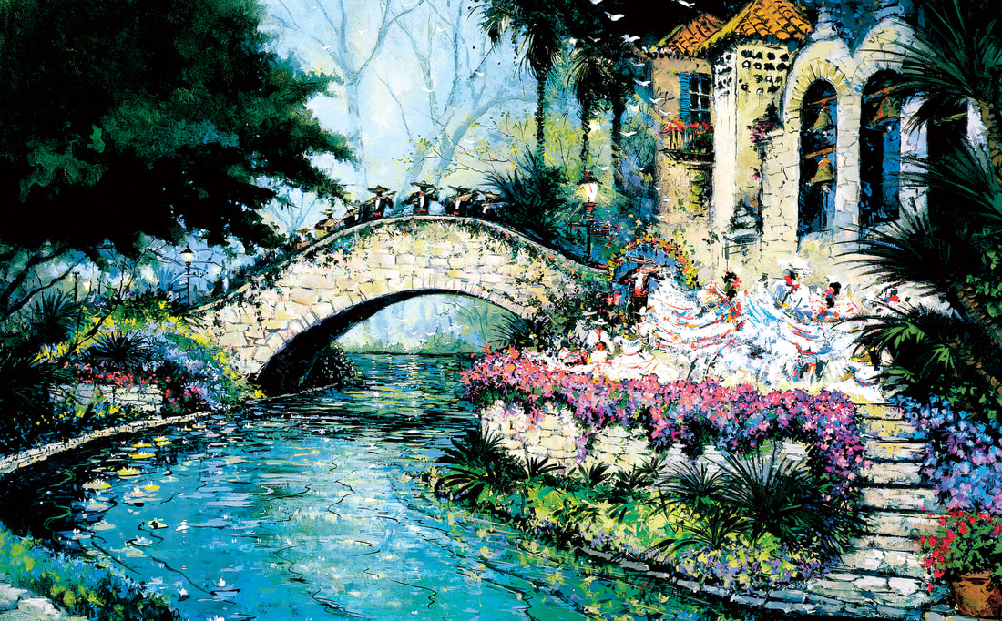 San Antonio, Fiesta, Paintings of San Antonio, Texas Paintings, Thom Ricks, River Walk, River Walk Paintings